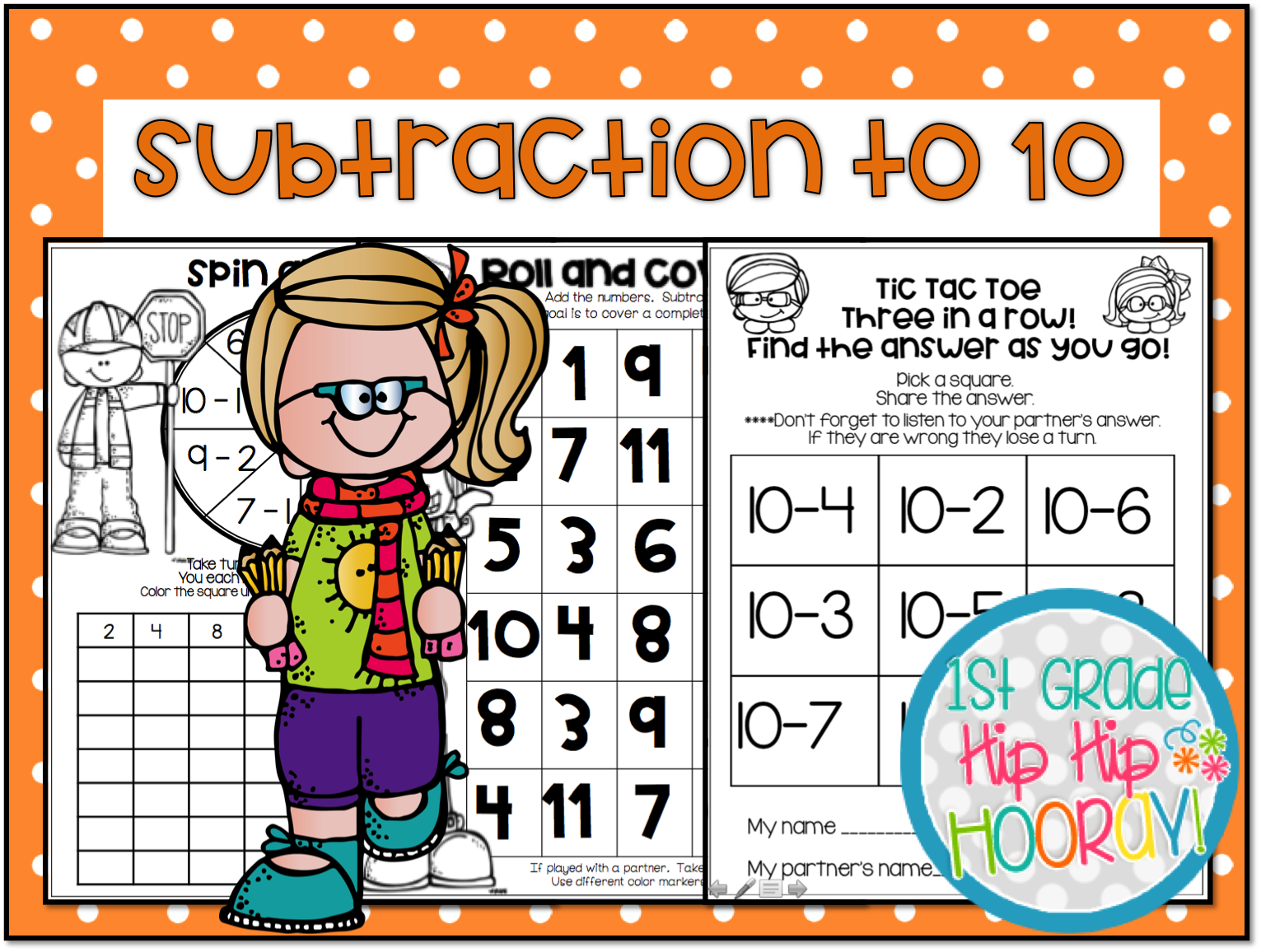 1st Grade Hip Hip Hooray!: Subtraction to 10...Tools and Games to Build