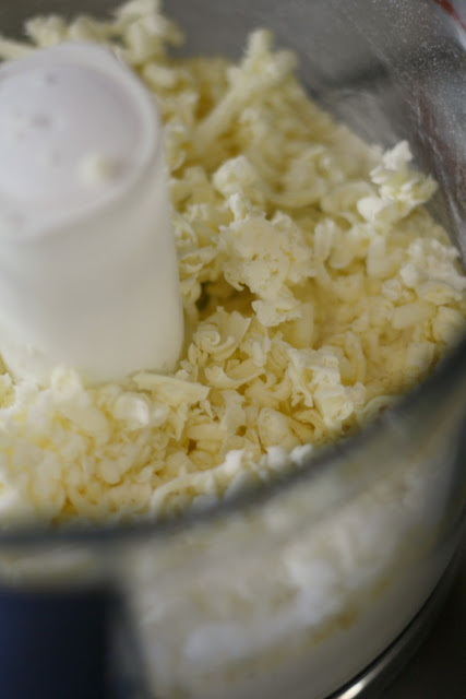 cold shredded butter in food processor