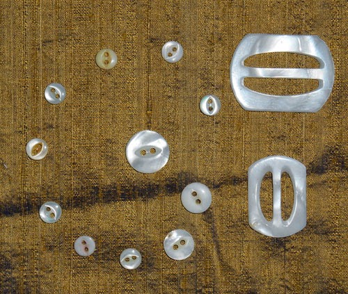 Pearl buttons and buckles from a Muscatine, IA button factory