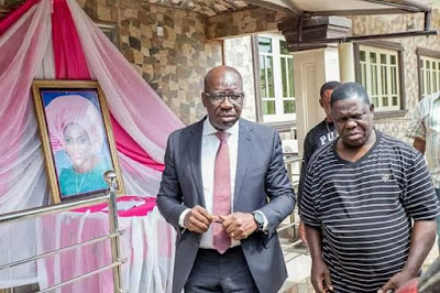 Photos: Edo state governor pays condolence visit to Edo billionaire Chief John Osamede Adun whose wife was killed in gas explosion