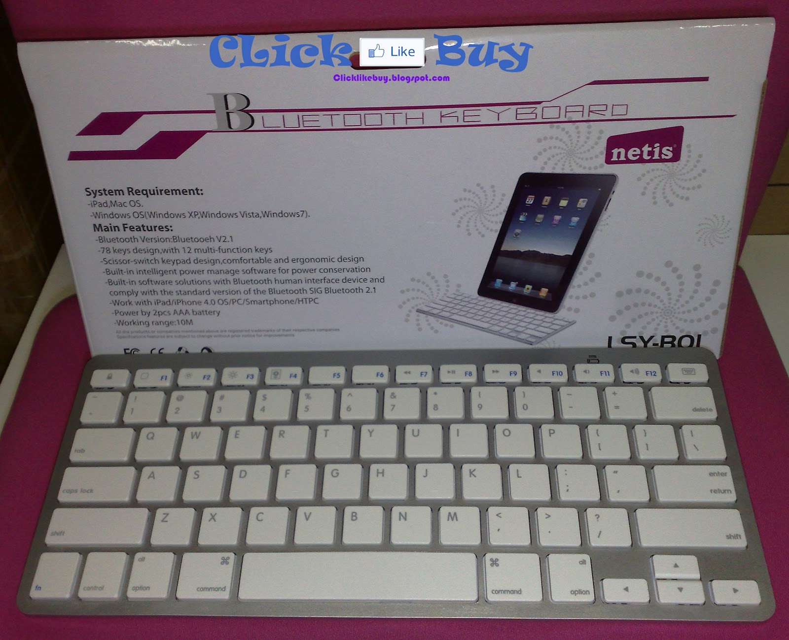 Netis BlueTooth Keyboard Work with iPad/iPhone 4.0 OS/PC/Samsung