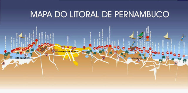 Mapa do Litoral de Pernambuco