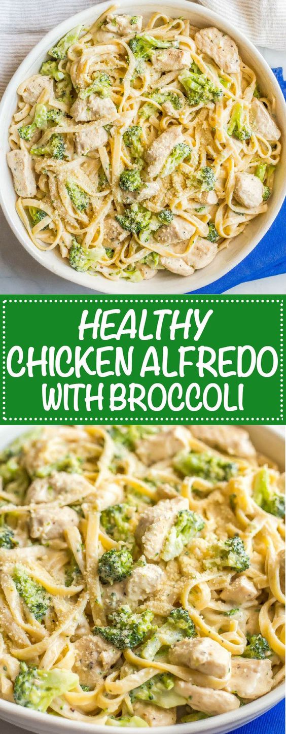 Healthy chicken Alfredo with broccoli Food Inspiration Healthy