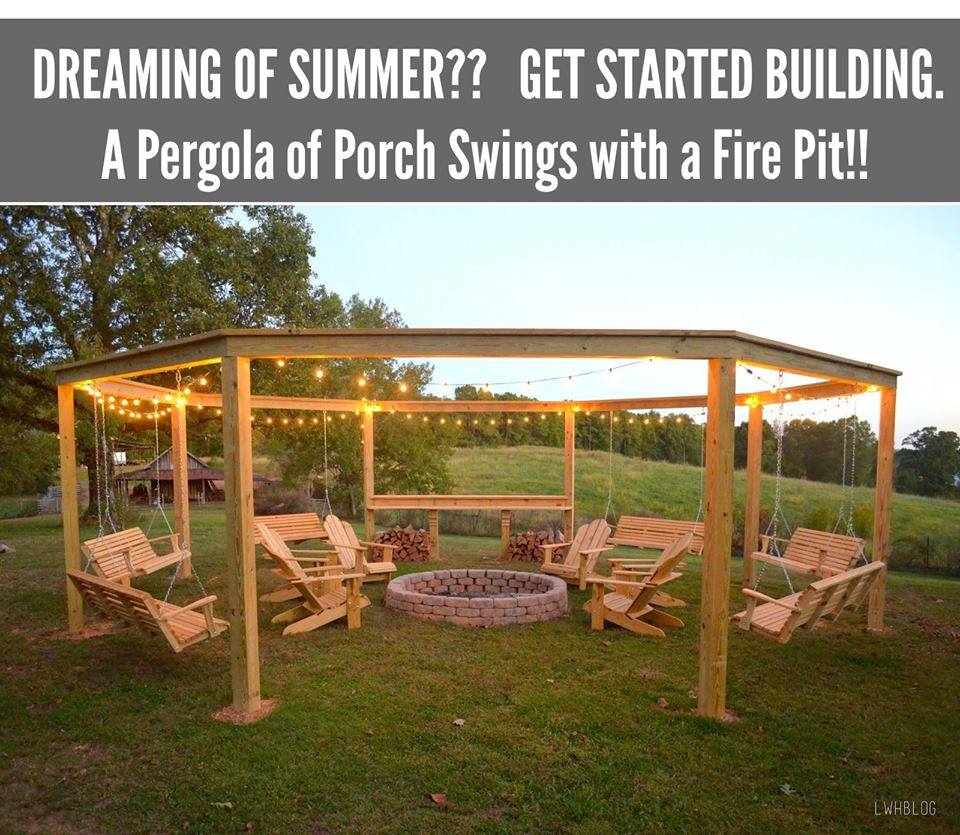 How To Build A Pergola And Fire Pit With Swings Diy Craft