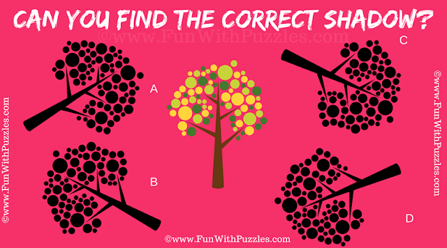Visual Brain Teaser: It is hard visual brain teaser for adults in which one has to find the shadow of given colorful tree puzzle image.