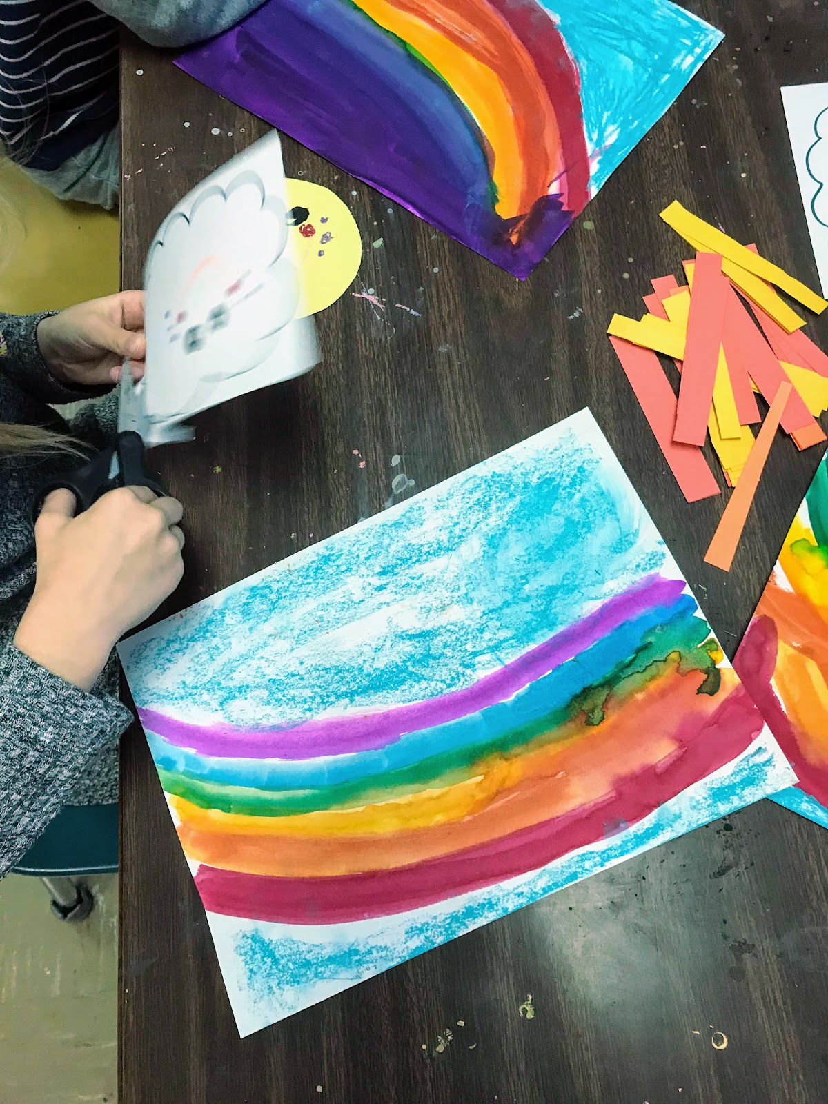 Elements of the Art Room Kindergarten rainbow paintings