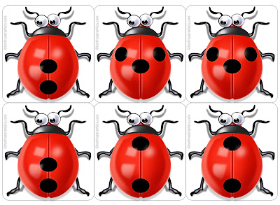 sheet of Ladybugs for card game