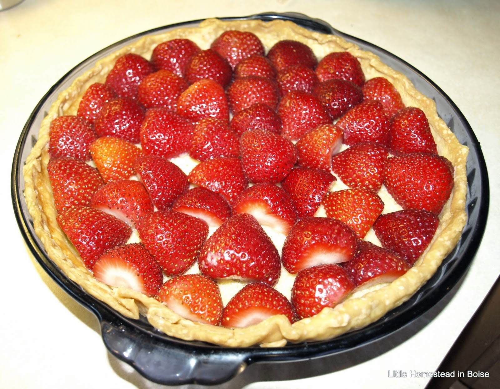 Little Homestead In Boise Buttermilk Pie W/Fresh Strawberries, Make Buttermilk & Sour Cream