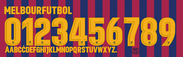 barcelona jersey number font