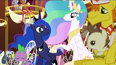 Sorry, but that foal still looks sinister! Celestia and Luna at the wedding