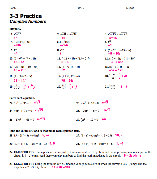 Mr. Camire's Math Class: Algebra 2 Chapter 3