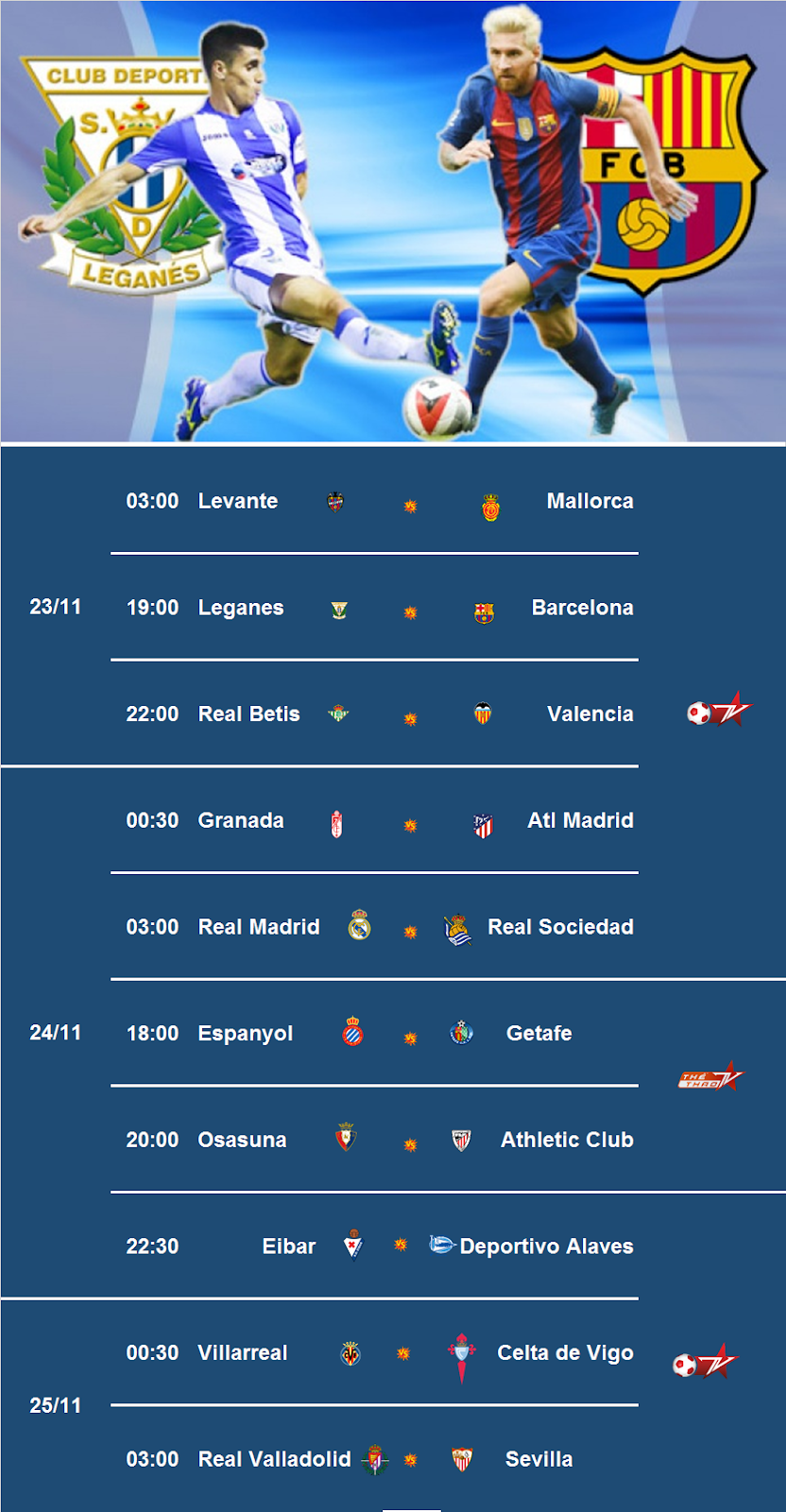 Lịch tường thuật vòng 14 La Liga 2019/20 trên VTVcab Lịch tường thuật vòng 14 La Liga 2019/20 trên VTVcab
