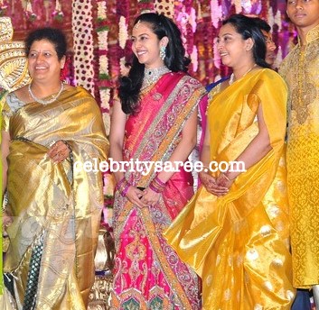 Bala Krishana Wife and Younger Daughter in Traditional Sarees at Jr Ntr ...