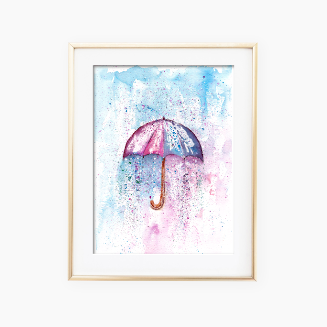 Umbrella Watercolor Painting for Sale Umbrella Watercolor Painting for Sale