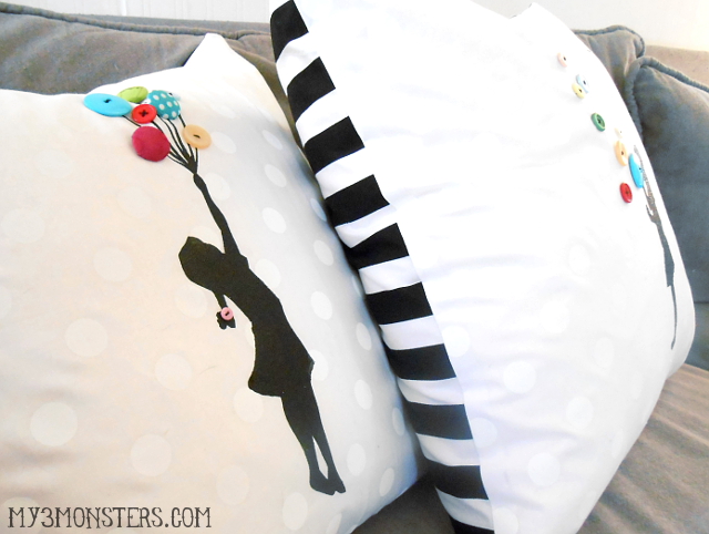 Silhouette & Button Art Pillow Covers at /