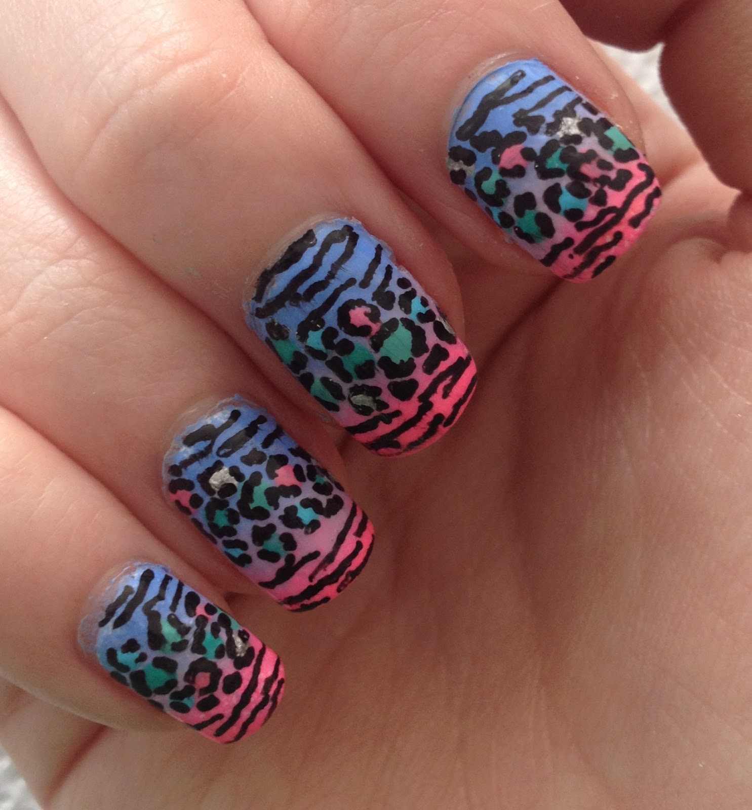 Ombre Animal Print Nails