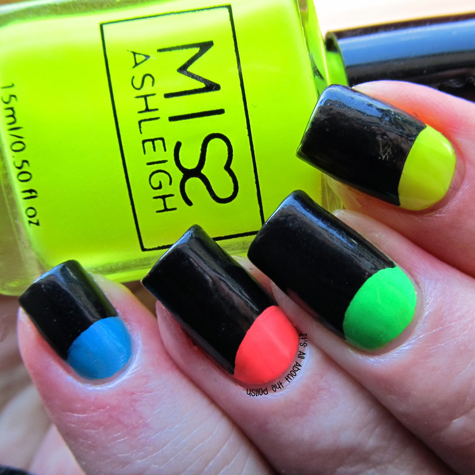 It's all about the polish: Neon Half Moons