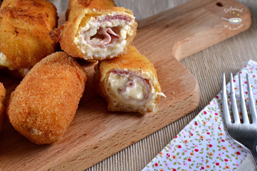 Rollitos de pollo, jamón y queso