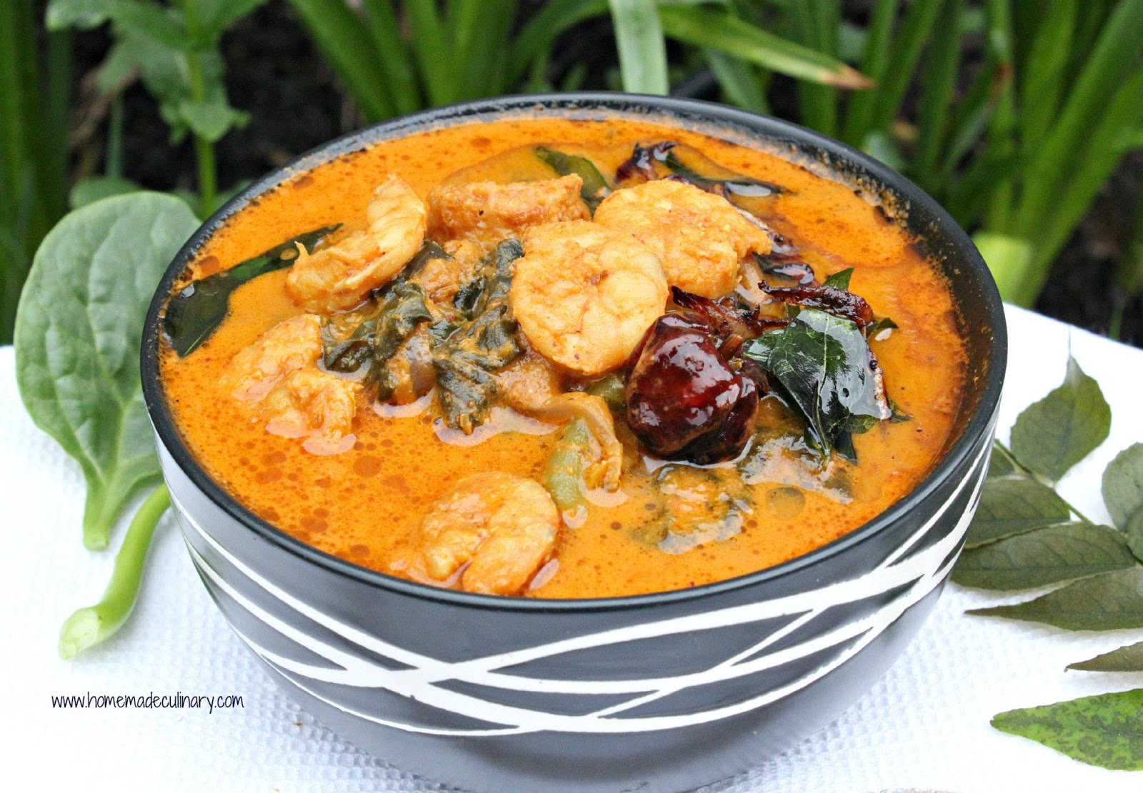 Homemade Culinary PRAWNS & MALABAR SPINACH CURRY