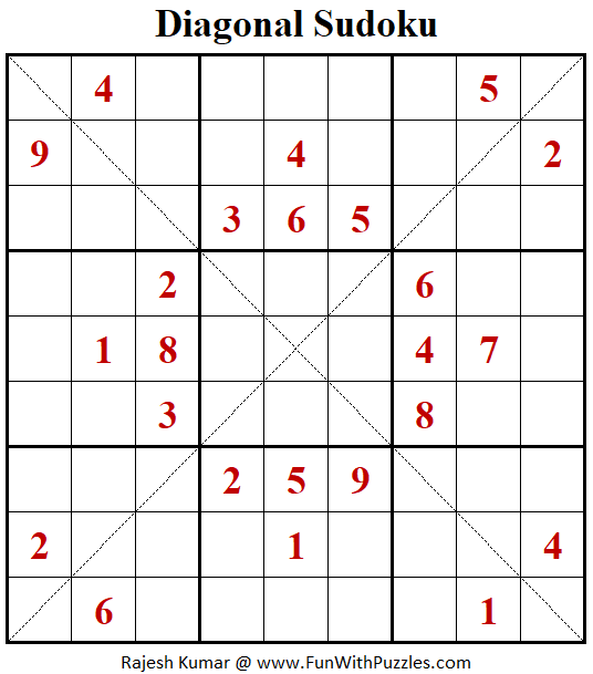 Diagonal Sudoku Puzzle (Fun With Sudoku #306)