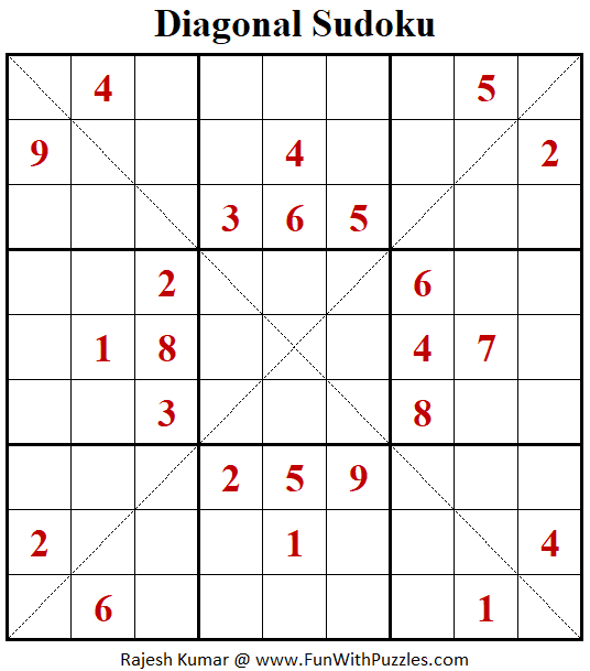 Diagonal Sudoku Puzzle (Fun With Sudoku 306)