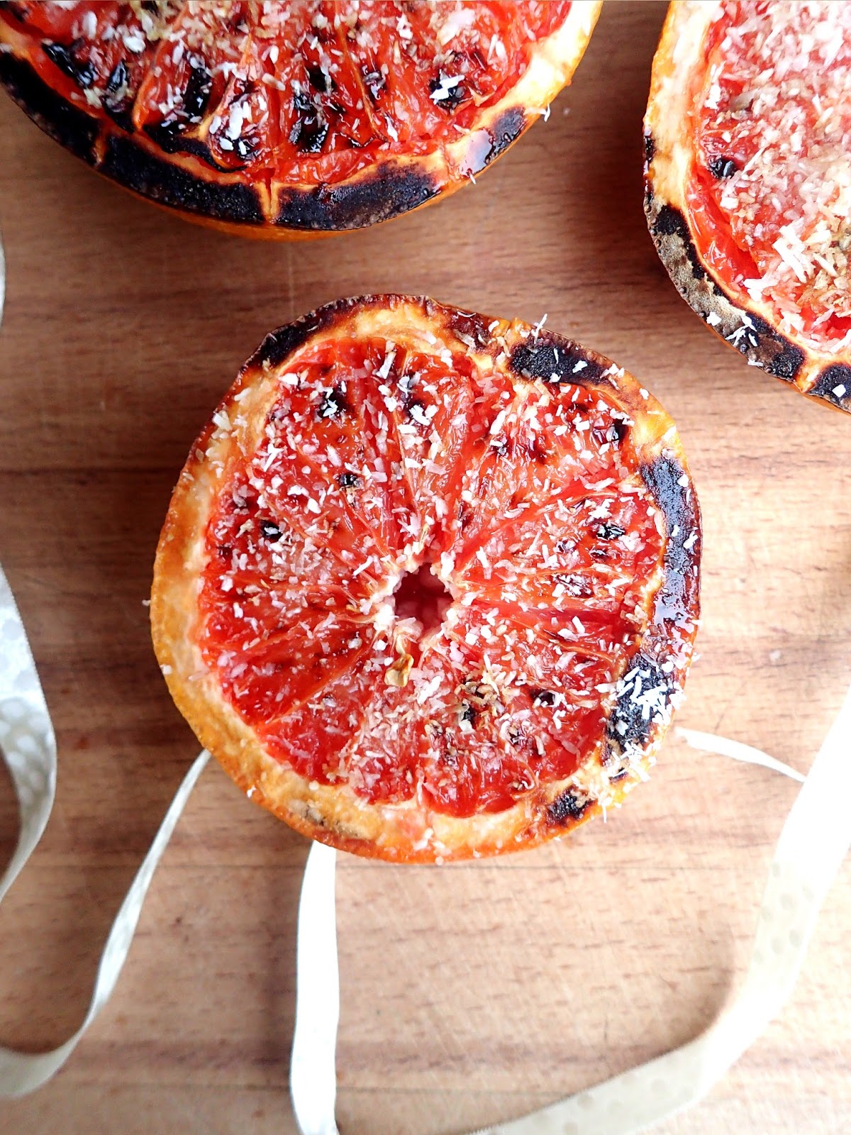 HEALTHY YORKSHIRE Baked grapefruit with dessicated coconut, delicious