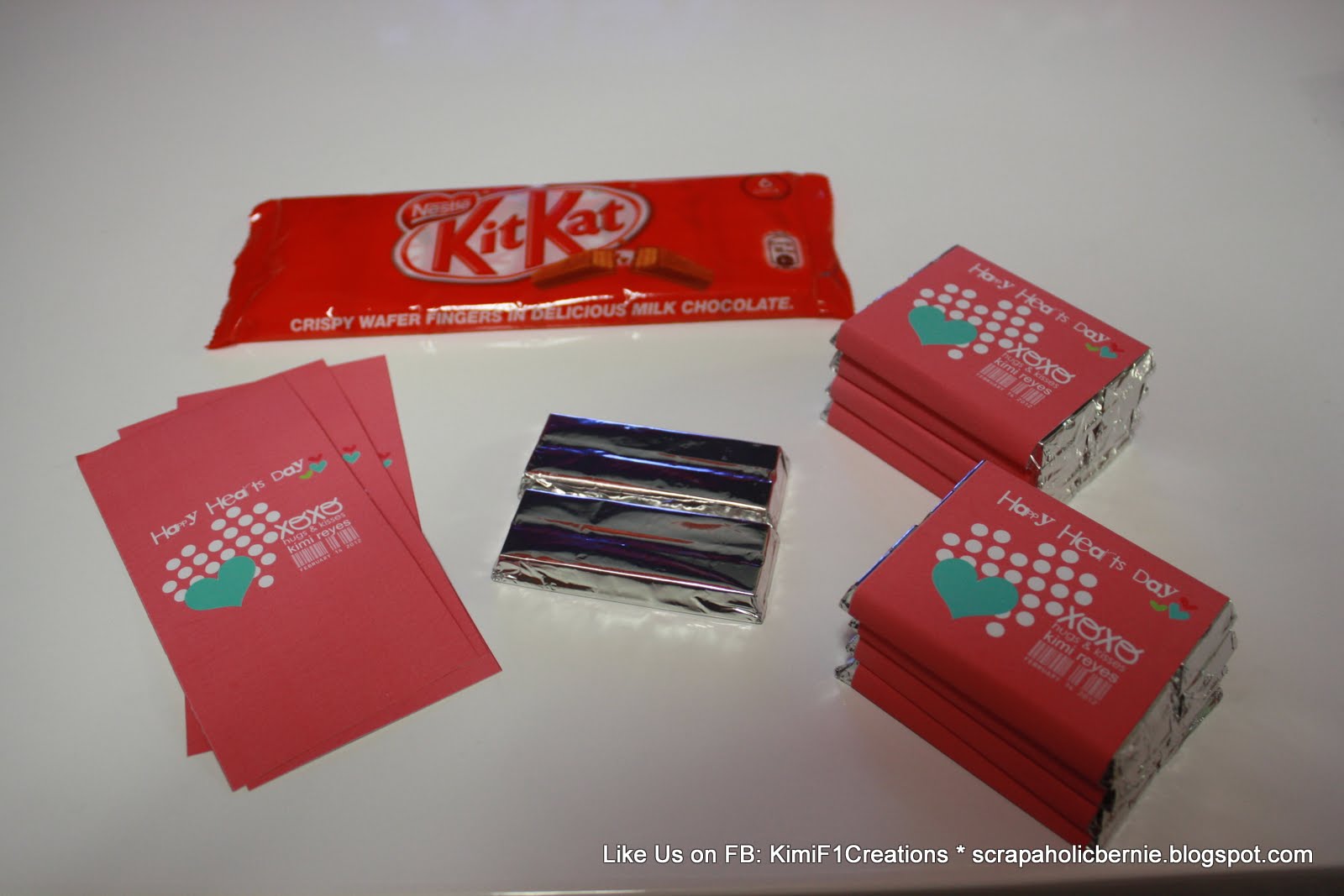 F1 Digital Scrapaholic: Hearts Day Personalized Four Bars KitKat Wrapper