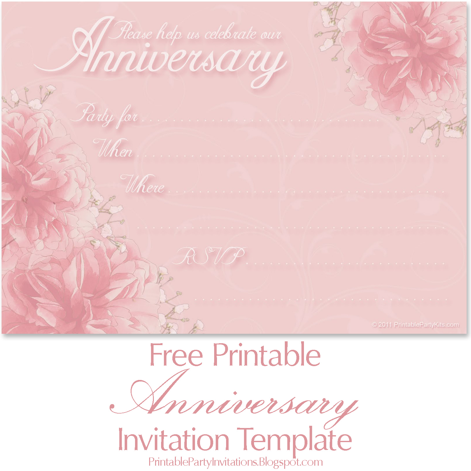 Free Anniversary Invitation Artwork Template Free Printable Party 