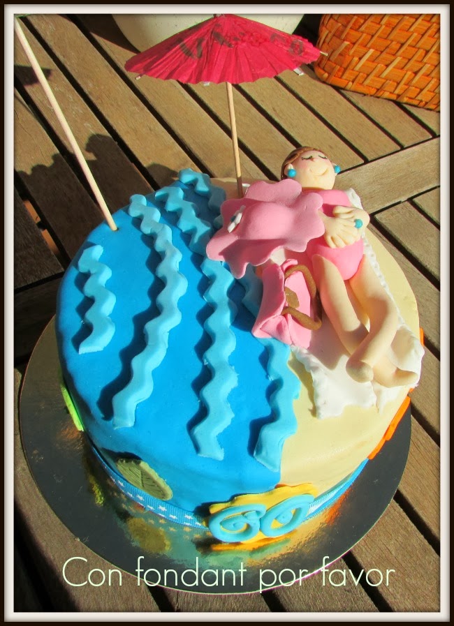 Con fondant por favor: Tarta fondant baño en la playa
