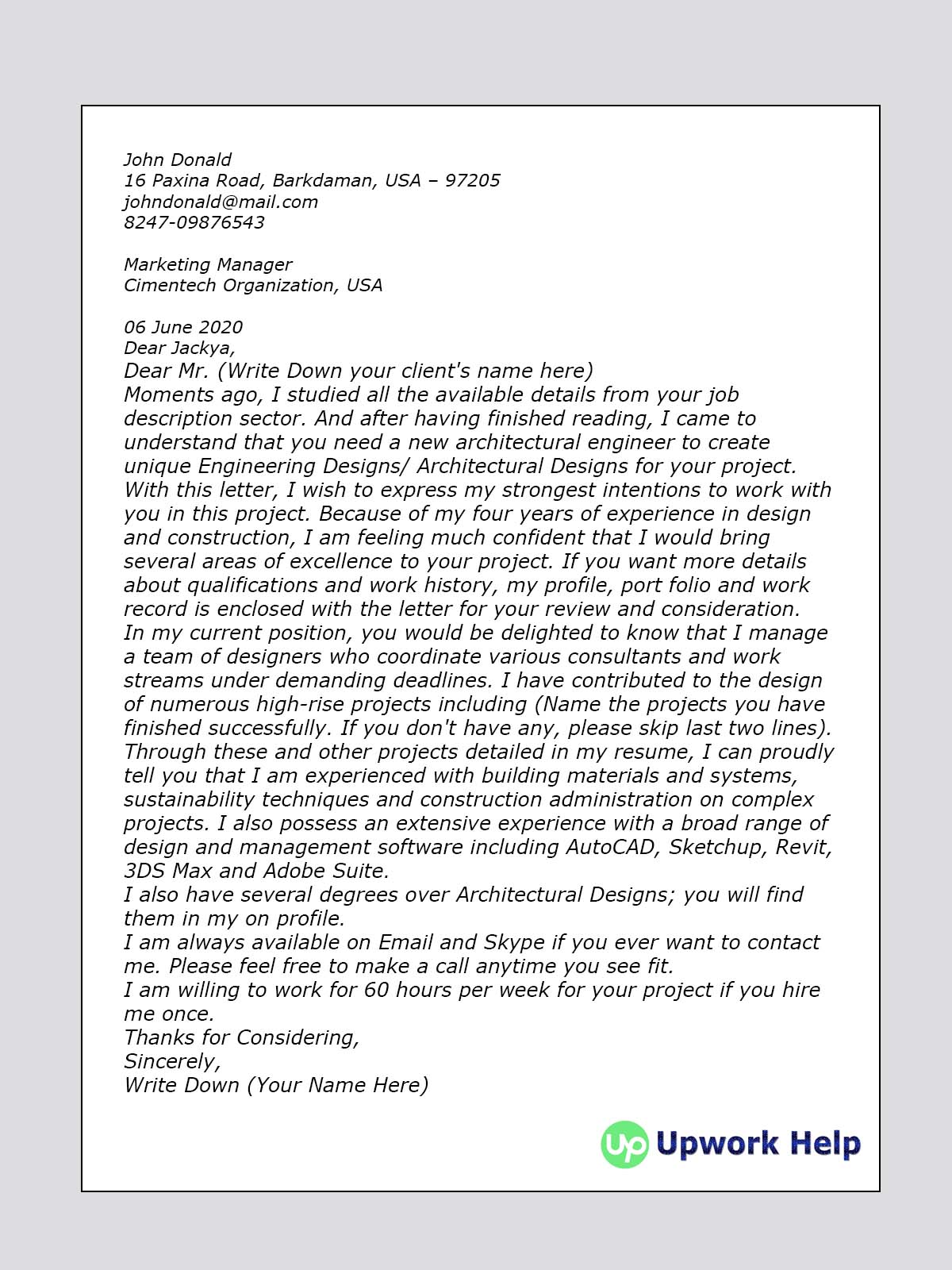 cover letter sample for engineering design architectural architecture cover letter
