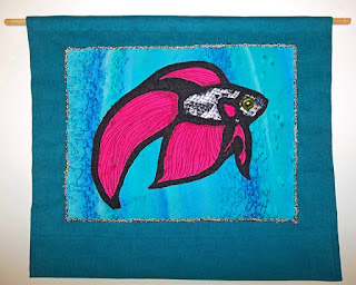 Finished reverse applique of Siamese fighting fish