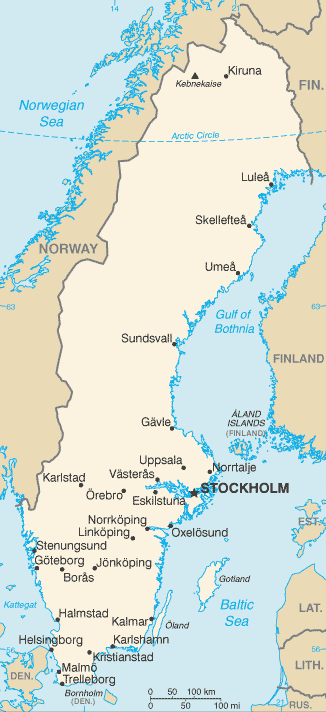 Kaart landen Noord-Europa: Kaart Zweden en Stockholm, Kattegat Kaart landen Noord-Europa: Kaart Zweden en Stockholm, Kattegat