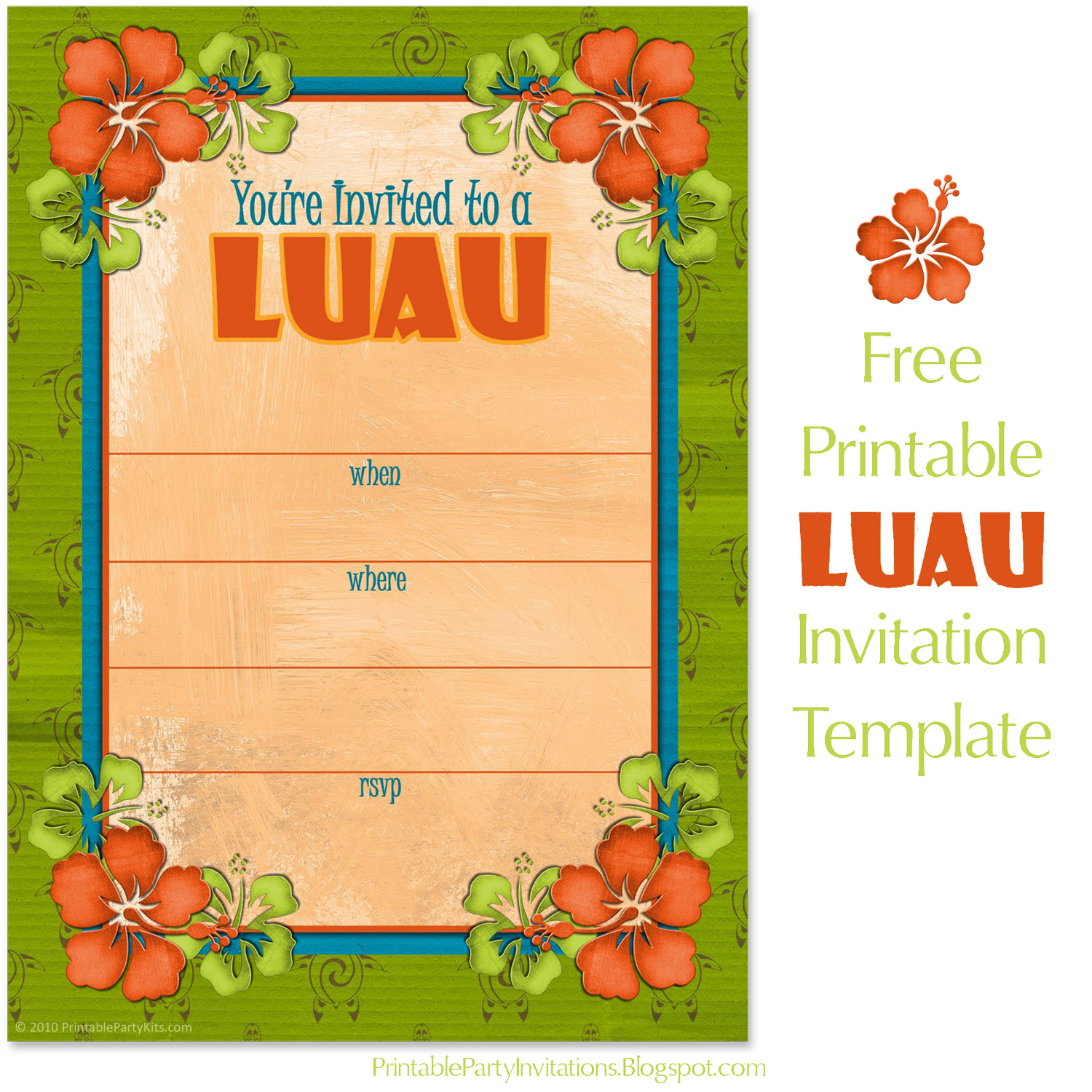 Free Hawaiian Luau Invites Free Printable Party Invitations