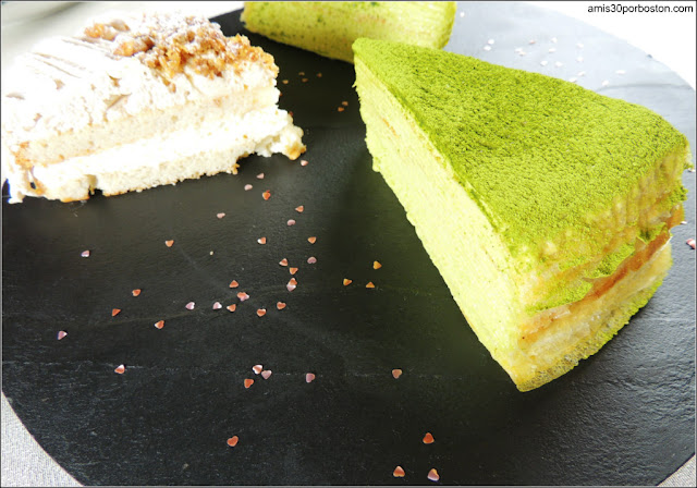 Postre Cena San Valentín: Green Tea Mille Crêpes & Gâteau aux Marrons