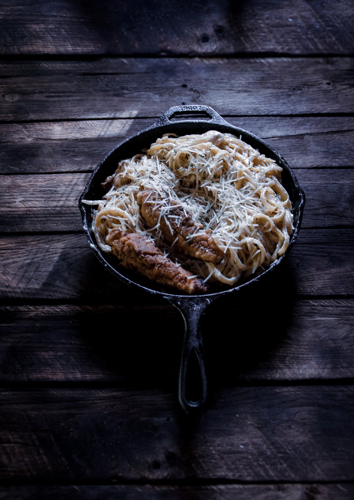 Fried Chicken Alfredo Pasta