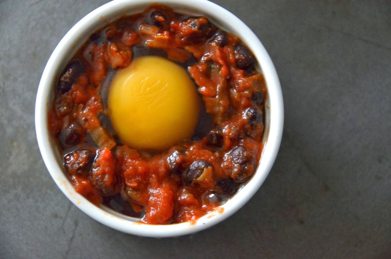 PIZZA FOR BREAKFAST MEXICAN BAKED EGGS WITH BLACK BEANS, TOMATOES