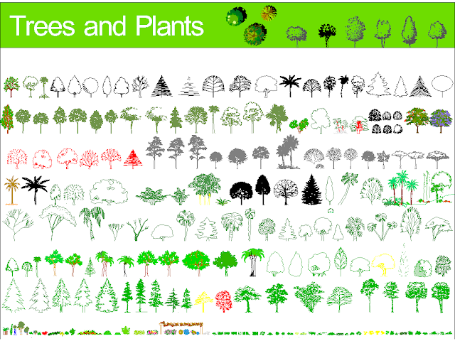 Trees 2D Blocks Top View And Elevation In DWG Autocad File