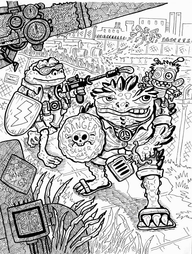 Pretty Weird Art: Genghis Frog and Napoleon Bonafrog from TMNT inks