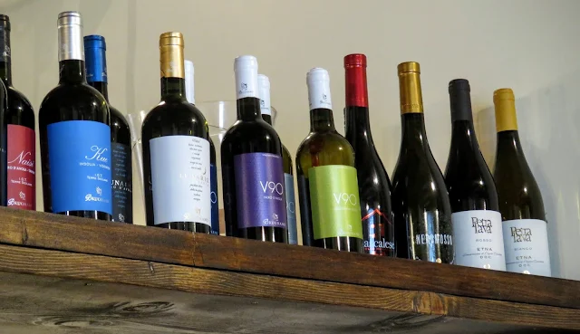 Sicilian Food - wine bottles
