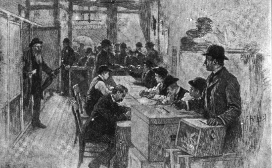 A polling place by E. Benjamin Andrews (1912) A polling place by E. Benjamin Andrews (1912)