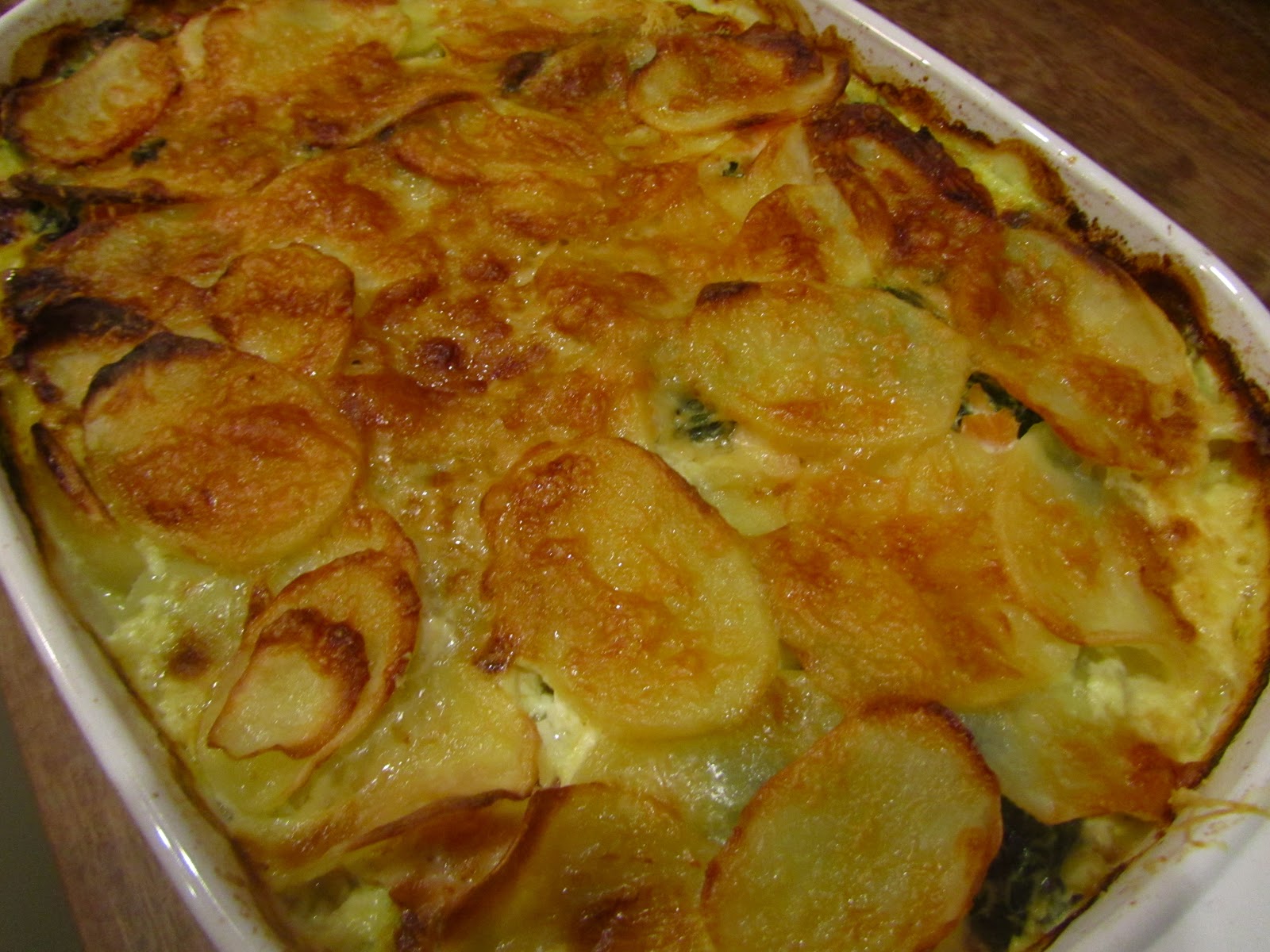 Smoked Salmon and potato gratin