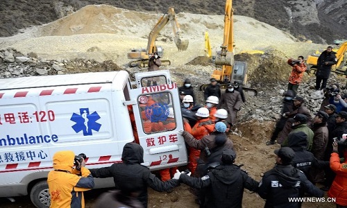 Rescuers at the Landslide site in Tibet Landslide_in_Tibet_rescue_workers