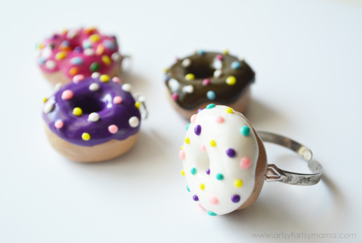 Polymer Clay Donut Jewelry at artsyfartsymama.com