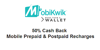 mobikwik 50 percent off on prepaid mobile recharges & postpaid mobile bill payment