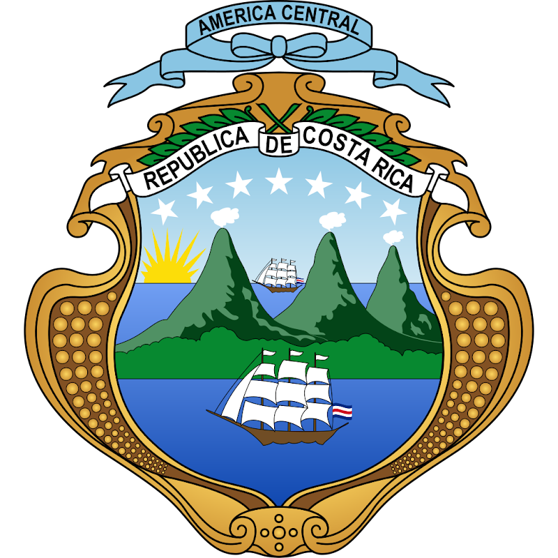 Logo Gambar Lambang Simbol Negara Kosta Rika PNG JPG ukuran 800 px