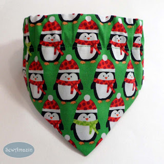 Happy Penguins in Scarves Christmas Dog Bandana