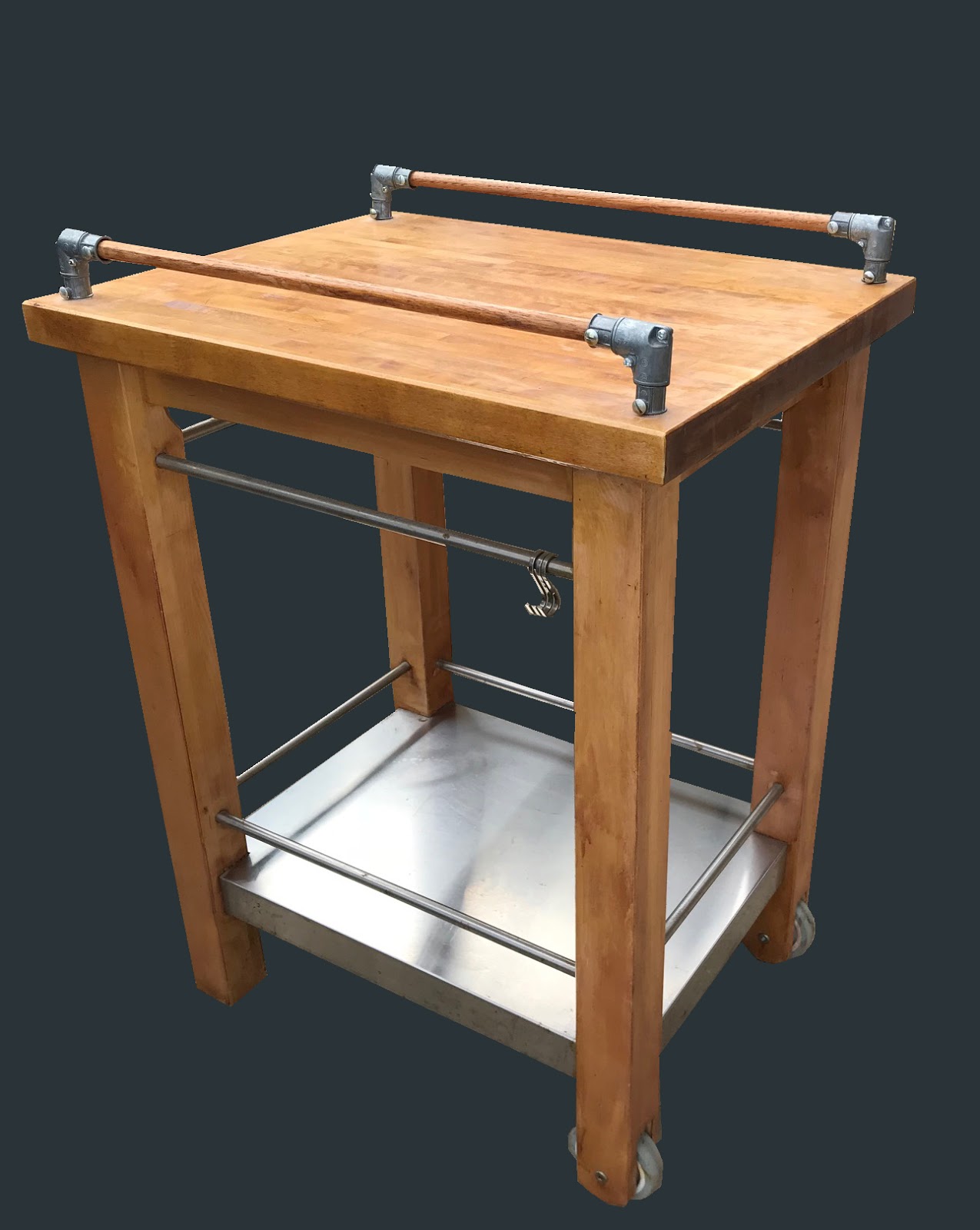 Uhuru Furniture & Collectibles Butcher Block & Stainless Rolling Cart