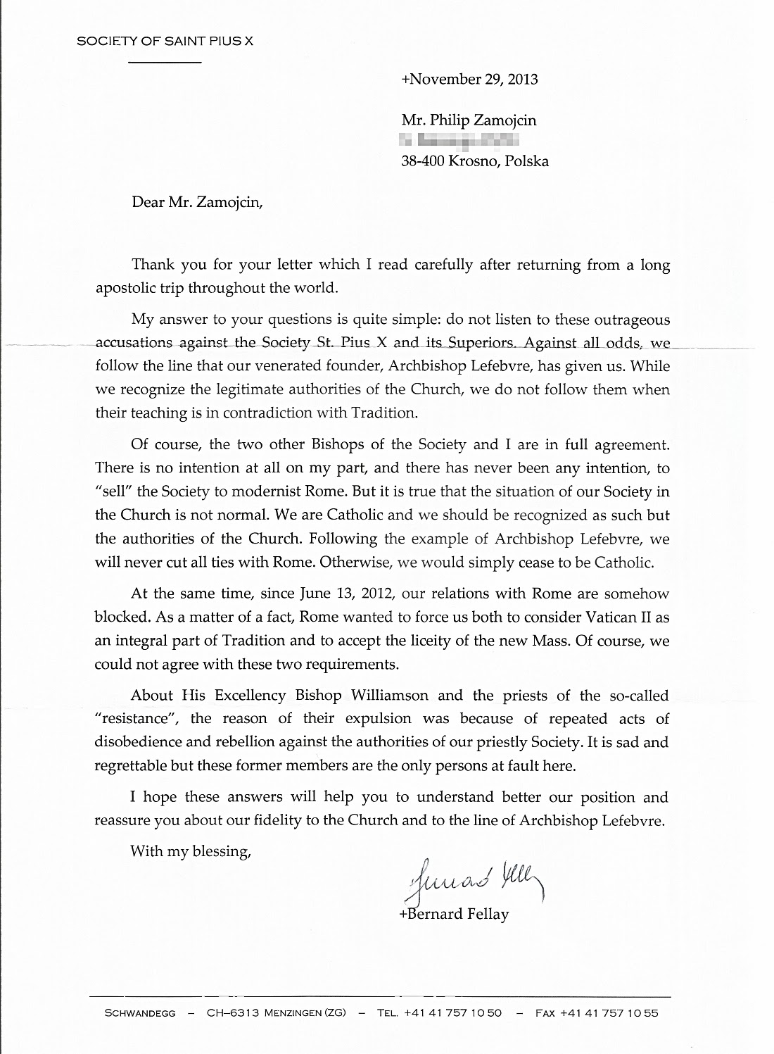 Rome S Letter To The Sspx Rome S Letter To The Sspx