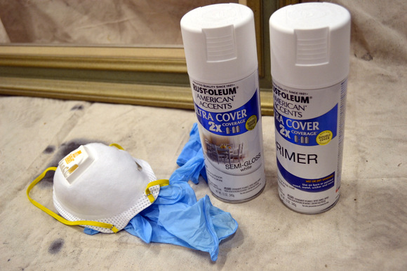 Rustoleum primer and spray paint mask rubber gloves