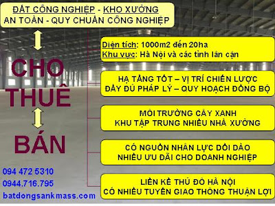 cho thue kho hanoi, chothue kho hung yen, ban dat cong nghiep